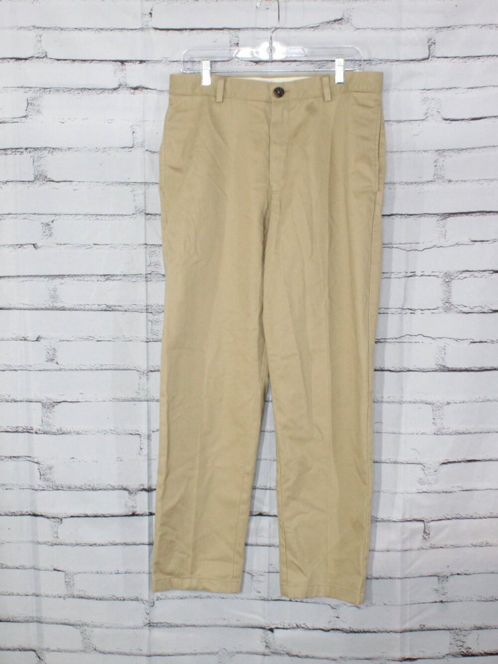 LL Bean Wrinkle Free Double L Chinos Classic Fit Plain Front Khaki Preppy 32x30